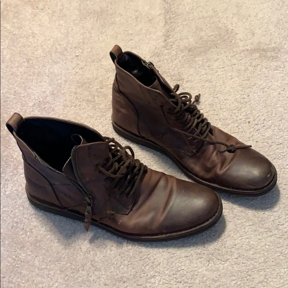 John Varvatos Brown Leather Boots